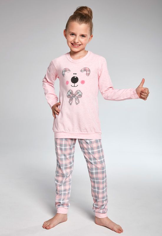 594-18 пижама для девочек 96 Teddy (розовый/серый)