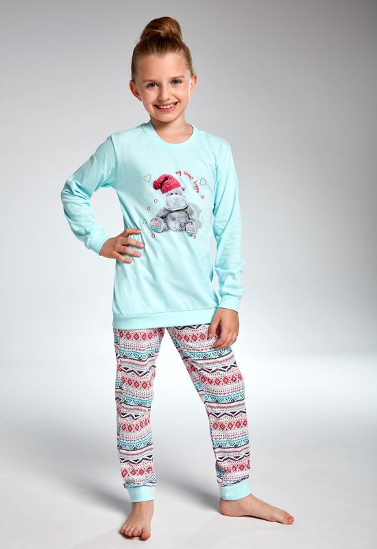 594-18 пижама для девочек 95 Hippo (бирюзовый/розовый)