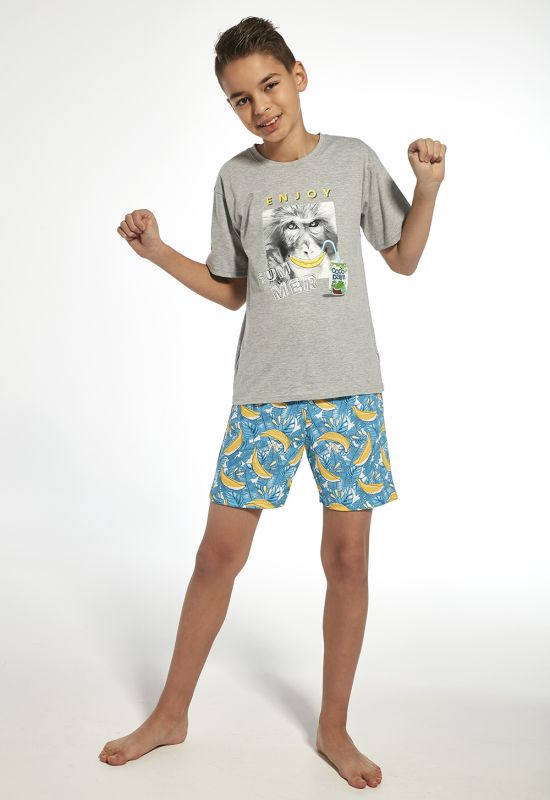 790-19 Пижама для мальчиков подростков 72 Enjoy (меланжевый/бирюзовый)