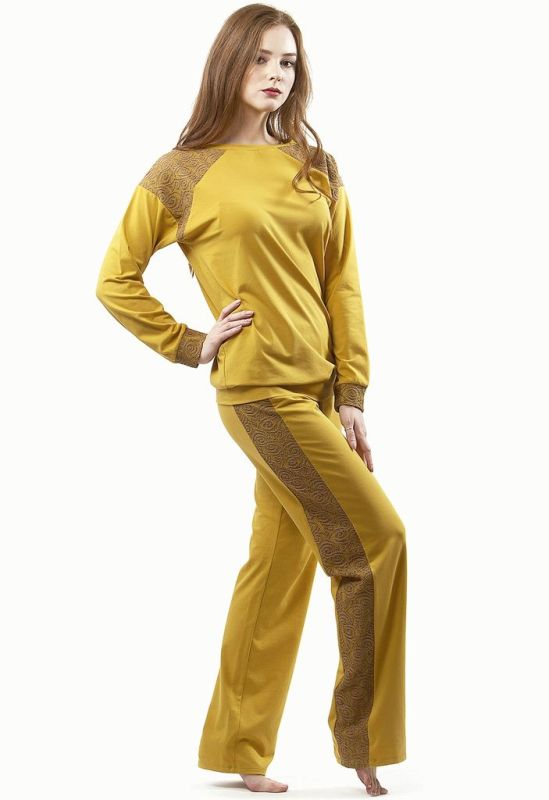0313 Жіночий піжамний комплект (темно-жовтий)