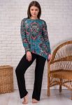 040-18 Женский пижамный комплект (зеленый/розовый) 040-18 Женский пижамный комплект (зеленый/розовый)
