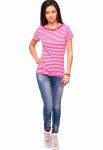 21-2342 Футболка жіноча смужка (рожевий/білий)