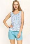 6213-2 комплект женский майка+шорты (ментоловый/белый)