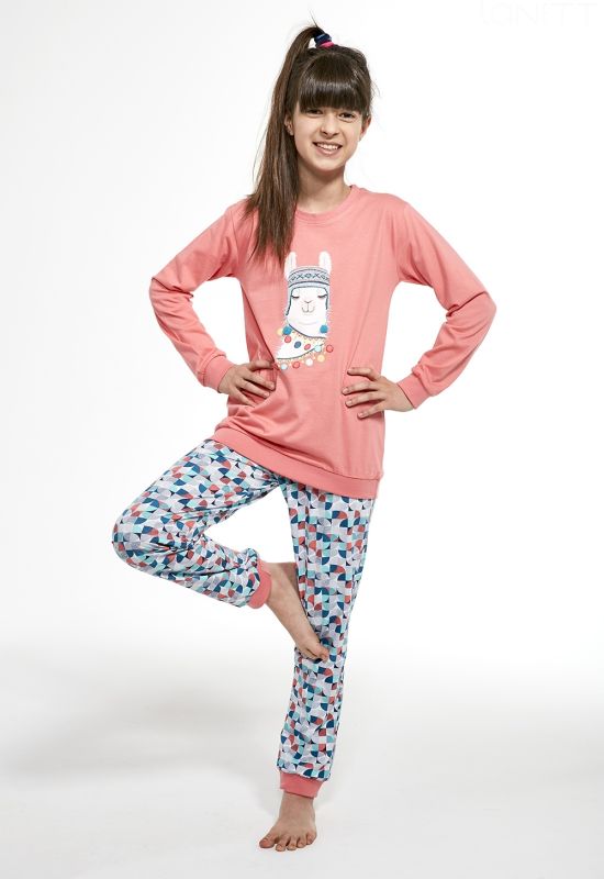 353-19 Пижама для девочек 115 Llama (розовый/белый/бирюзовый)