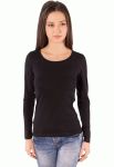 41-2348 Футболка жіноча довгий рукав (чорний)
