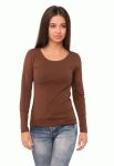 41-2348 Футболка женская длинный рукав (коричневый)