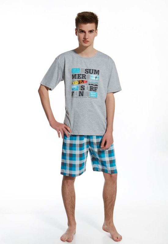 551 Пижама для мальчиков подростков 18 Summer fun (меланжевый/бирюзовый)