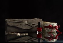 6040 Клатч із оксамиту з фурнітурою (сірий)