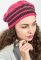 Берет детский для девочки в полоску 65PG0005 junior (коралловый/серый)
