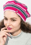 Берет детский для девочки в яркую полоску 65PG0006 junior (малиновый/зеленый) Берет детский для девочки в яркую полоску 65PG0006 junior (малиновый/зеленый)