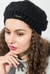 Берет женский однотонный с пайетками 65PF0002 (черный)