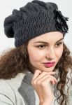 Берет женский с элементами декора 65PF0004 (графитовый)