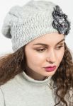 Берет женский с элементами декора 65PF0004 (серый/меланжевый)