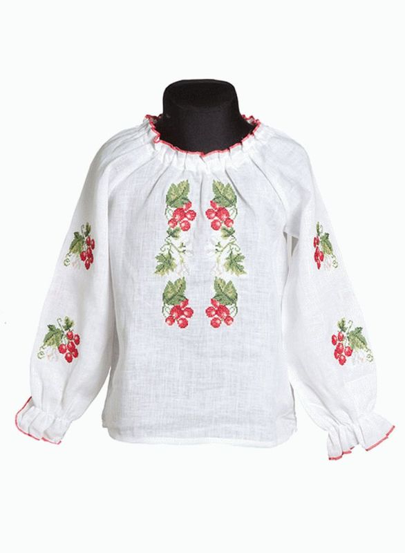 BG 018 Рубашка-вышиванка для девочек (белый)