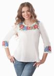 BL 130 Блузка жіноча (білий/блакитний)