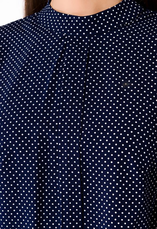 Блуза шифонова в горох 148P1015 (синій/білий)