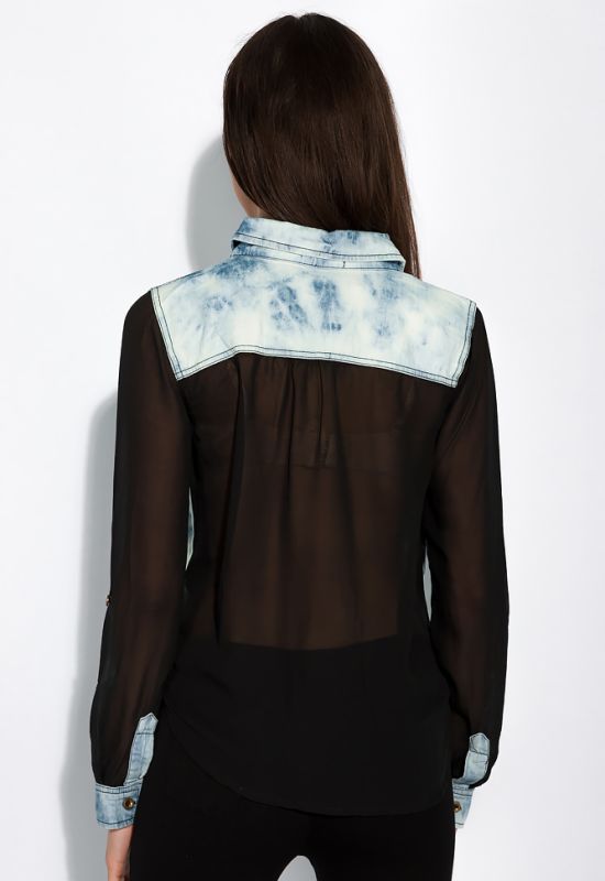 Блуза стильная на завязках 83P1622 (голубой)