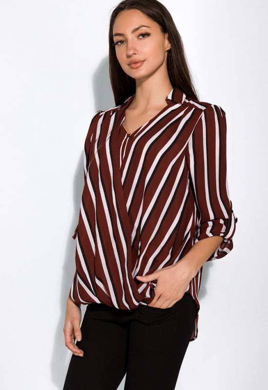 Блуза в смужку 83P1621 (коричневий/чорний)