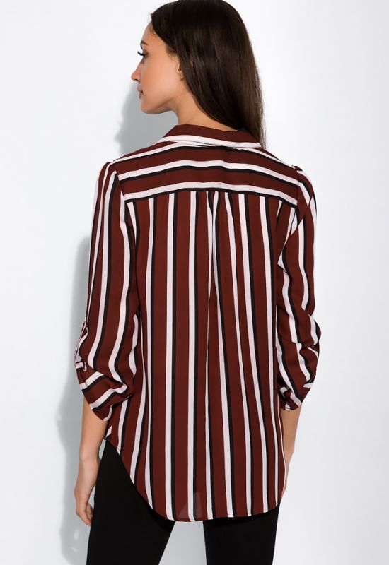 Блуза в полоску 83P1621 (коричневый/черный)