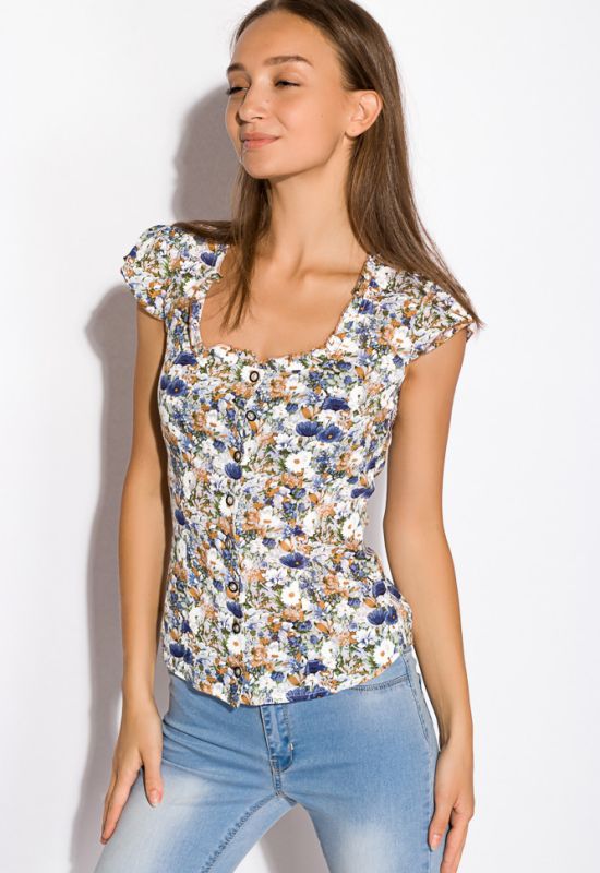 Блуза жіноча 118P021 (молочний/синій)