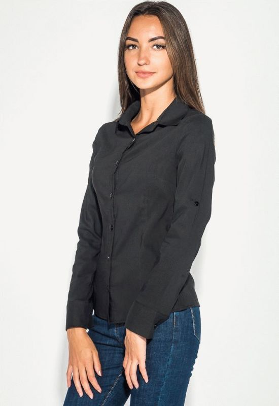Блуза женская деловая однотонная 489F001 (черный)