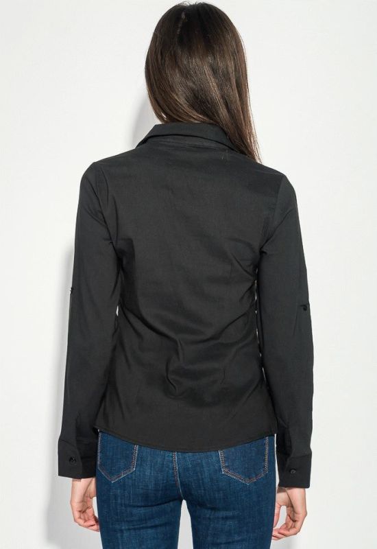 Блуза женская деловая однотонная 489F001 (черный)