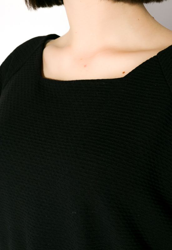 Блуза женская короткий рукав однотонная 19PL162 (черный)