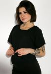 Блуза женская круглый вырез однотонная 19PL162-1 (черный)