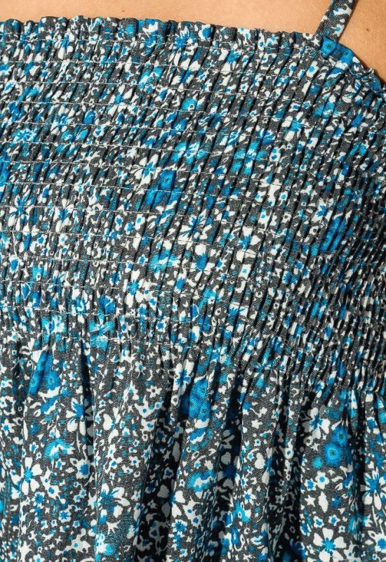 Блуза женская с нежным цветочным принтом 266F011-7 (серый/голубой)