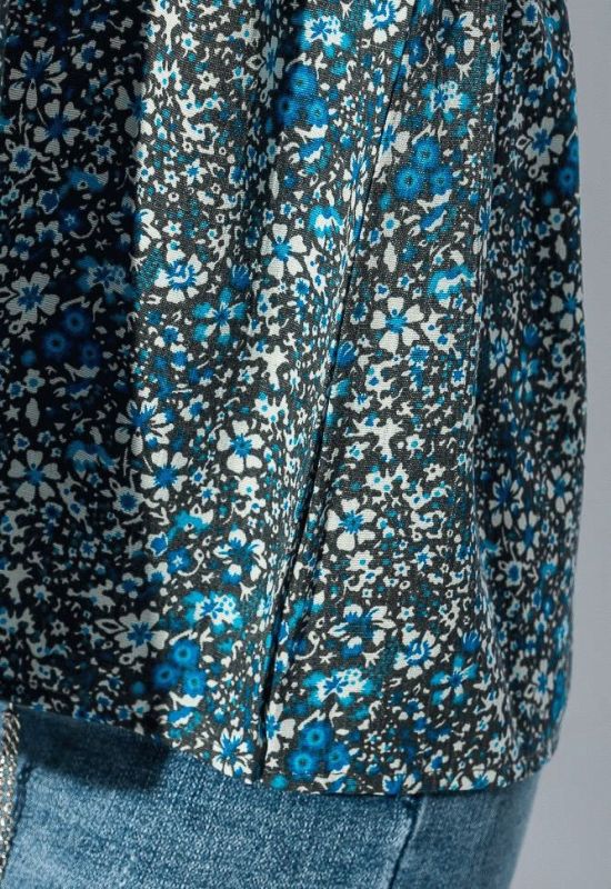 Блуза женская с нежным цветочным принтом 266F011-7 (серый/голубой)