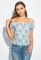 Блуза жіноча зі спущеними плечима 266F011 (блакитний)