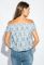 Блуза жіноча зі спущеними плечима 266F011 (блакитний)