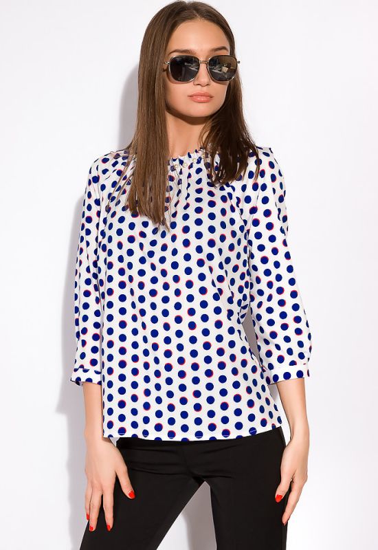 Блуза женская в горох 148P924 (белый/синий)