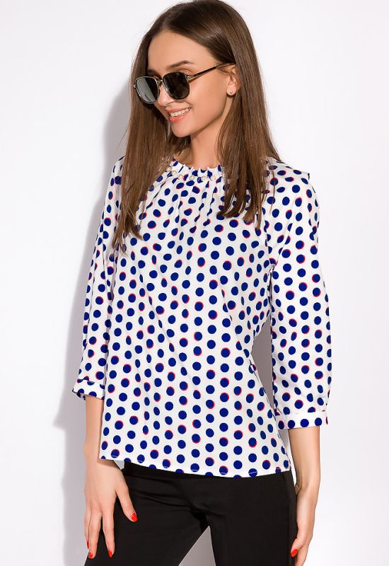 Блуза жіноча в горох 148P924 (білий/синій)