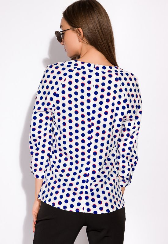 Блуза жіноча в горох 148P924 (білий/синій)