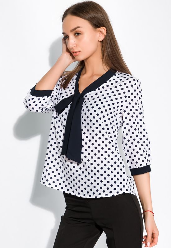 Блуза жіноча в горох 151PK1010 (білий/синій)