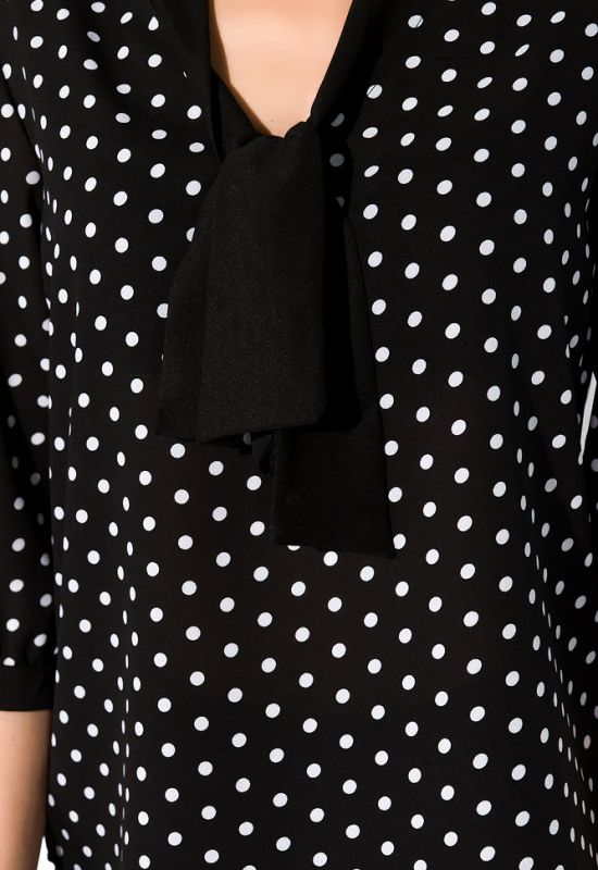 Блуза женская в горох 151PK1010 (черный/белый)