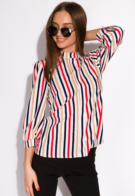 Блуза жіноча в смужку 148P1023 (білий/червоний)