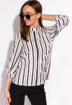 Блуза жіноча в смужку 148P1023 (білий/бузковий)