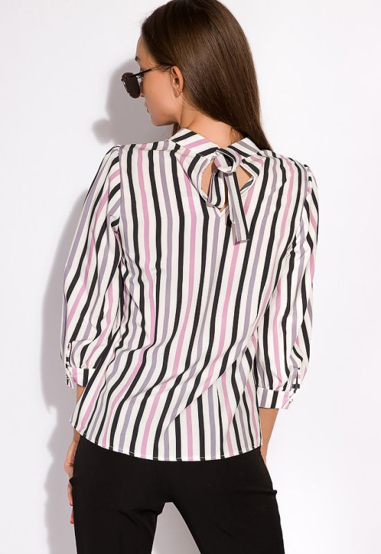 Блуза жіноча в смужку 148P1023 (білий/бузковий)