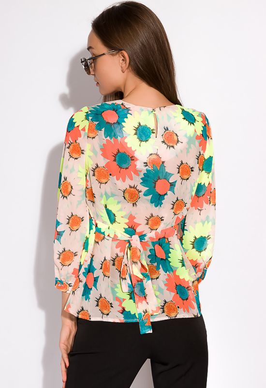 Блуза жіноча в квітковий принт 148P90005 (кораловий)