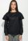 Блузка жіноча з оборкою на плечах рукав довгий 64PD275 (чорний)