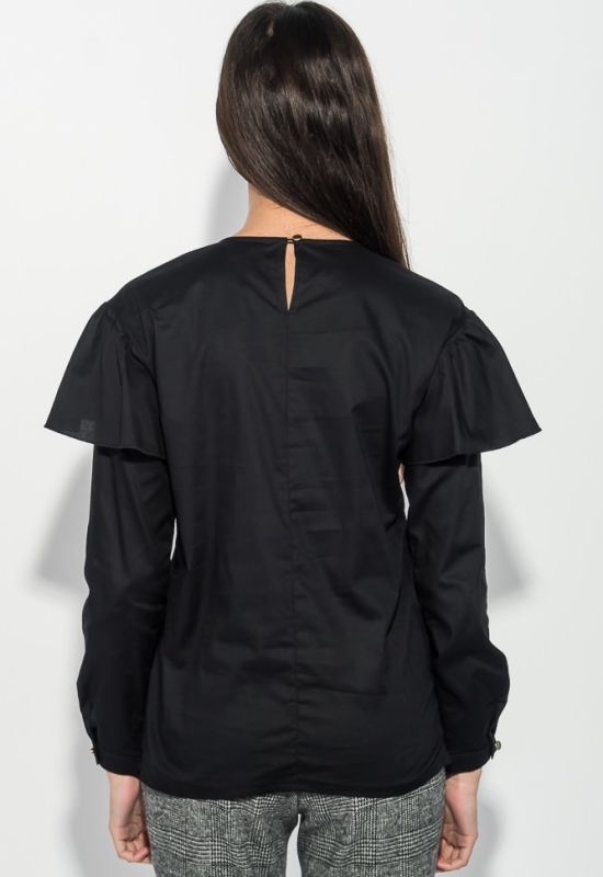 Блузка женская с оборкой на плечах рукав длинный 64PD275 (черный)