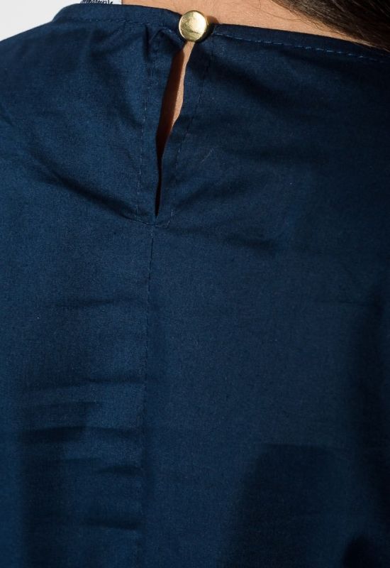 Блузка женская с оборкой на плечах рукав длинный 64PD275 (темно-синий)