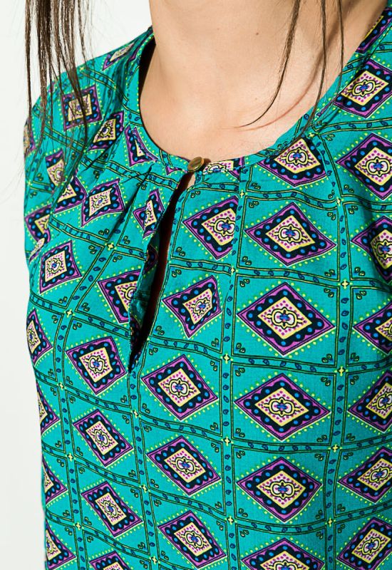 Блузка женская шифоновая принтованная 81P0112-2 (лазурный/сиреневый)