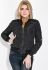 Бомбер женский с цветочной нашивкой на рукаве 673K003 (черный)