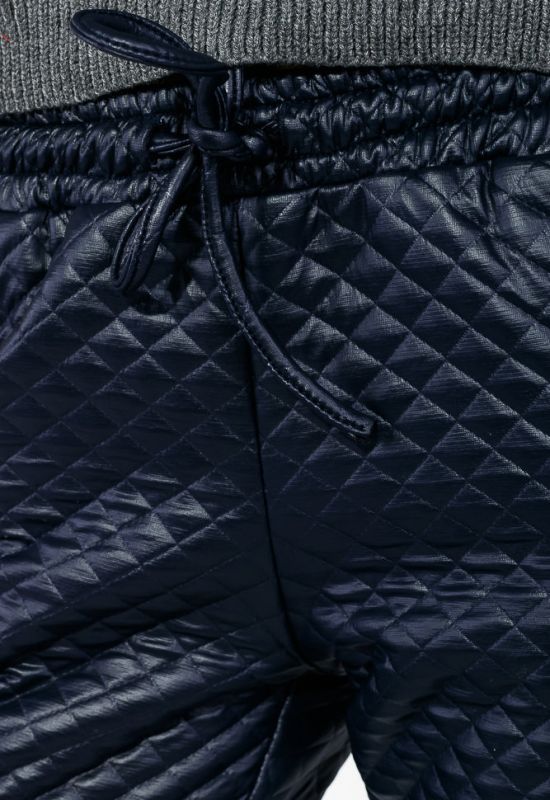 Штани жіночі з екошкіри стьобані 64PD2231-5 (темно-синій)
