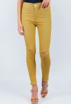 Брюки женские летние рваные 282F003 (горчичный)