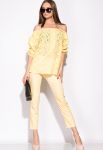 Брючный женский костюм из хлопка 120PMS63 (желтый)