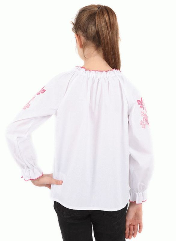 БС 017 Рубашка-вышиванка для девочек (белый)